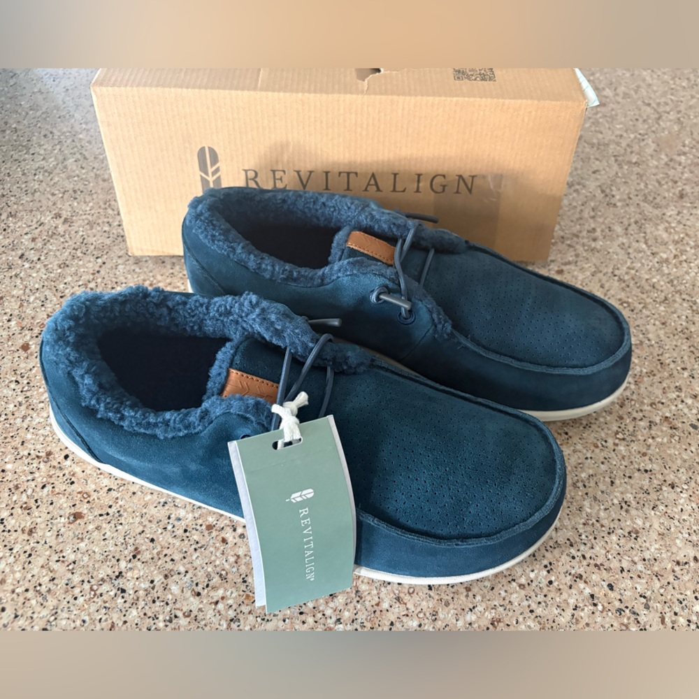 Revitalign Orthotic women’s Cozy-Lined Suede Slip-Ons Siesta Wallaby shoes, 12